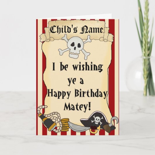 Pirate Threating Child Happy Birthday Kaart (Voorkant)