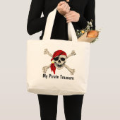 Pirate Treasure Bag, bewerkt tekst Grote Tote Bag (Voorkant (product))