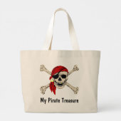 Pirate Treasure Bag, bewerkt tekst Grote Tote Bag (Achterkant)