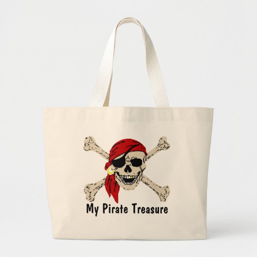 Pirate Treasure Bag, bewerkt tekst Grote Tote Bag (Voorkant)