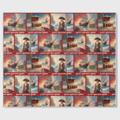 Pirate Treasure Boy's Birthday Personalize Name Cadeaupapier (Vlak)