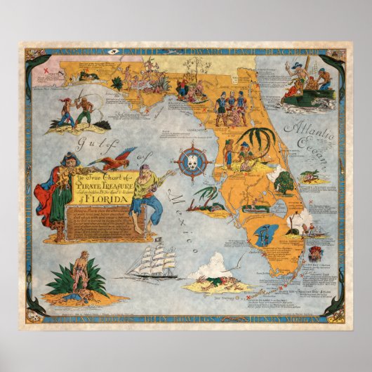 Pirate Treasure Chart of Florida Poster (Voorkant)