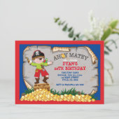 Pirate Treasure Chest Birthday Party Invitation Kaart (Staand voorkant)