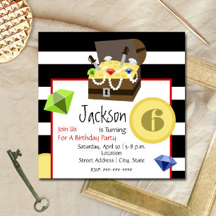 Pirate Treasure Chest Coins & Jewels Birthday Kaart