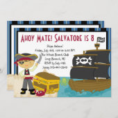 Pirate Treasure Chest Party Birthday Invitation Kaart (Voorkant / Achterkant)
