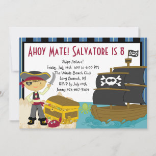 Pirate Treasure Chest Party Birthday Invitation Kaart