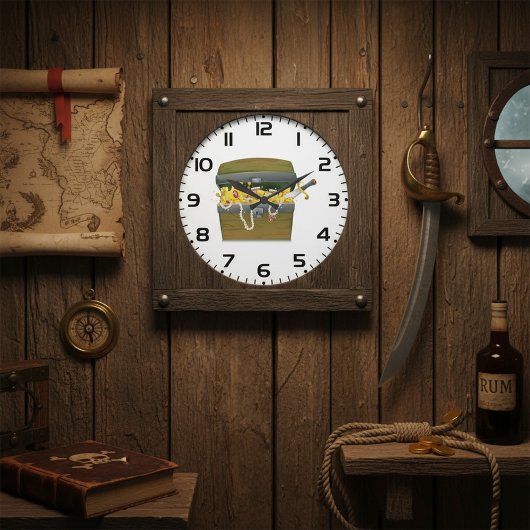 Pirate Treasure Chest with Jewels and Sword Grote Klok