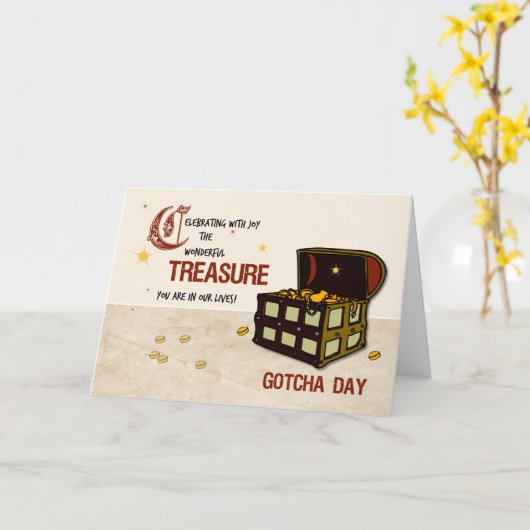 Pirate Treasure Gotcha Day, jongen Kaart (Gele Bloem)