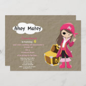 Pirate Treasure Hunt Birthday Invitation Kaart (Voorkant / Achterkant)