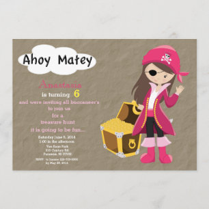 Pirate Treasure Hunt Birthday Invitation Kaart