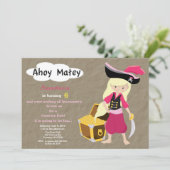 Pirate Treasure Hunt Birthday Invitation Kaart (Staand voorkant)