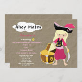Pirate Treasure Hunt Birthday Invitation Kaart (Voorkant / Achterkant)