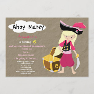 Pirate Treasure Hunt Birthday Invitation Kaart
