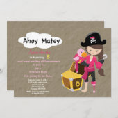 Pirate Treasure Hunt Birthday Invitation Kaart (Voorkant / Achterkant)