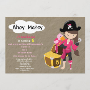 Pirate Treasure Hunt Birthday Invitation Kaart