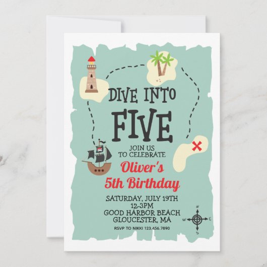 Pirate Treasure kaart 5e verjaardag (Voorkant)