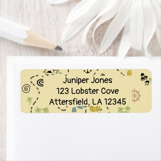 Pirate treasure kaart Retouradres Label (Insitu)