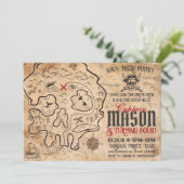 Pirate Treasure Kaart Uitnodiging voor verjaardag (Staand voorkant)