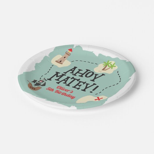 Pirate Treasure kaart Verjaardag Papieren Bordje (Gekanteld)