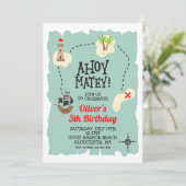 Pirate Treasure kaart Verjaardag Uitnodiging (Staand voorkant)