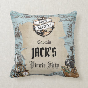  pirate Treasure Map Ahoy Matey Anchor Boy Kussen