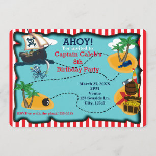 Pirate Treasure Map Birthday Party Invitations Kaart