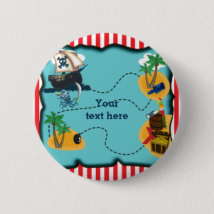 Pirate Treasure Map Birthday Party Pin BUTTON