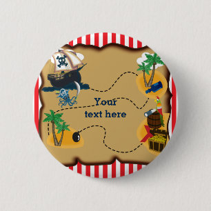 Pirate Treasure Map Birthday Party Pin BUTTTON Ronde Button 5,7 Cm