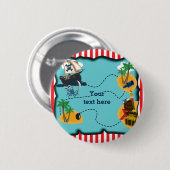 Pirate Treasure Map Birthday Party Pin BUTTTON Ronde Button 5,7 Cm (Voorkant /achterkant)