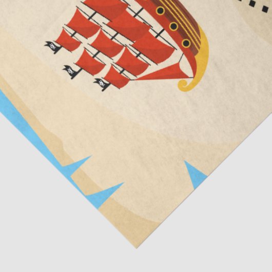 Pirate Treasure Map Cartoon Illustration Tissuepapier (Detail)