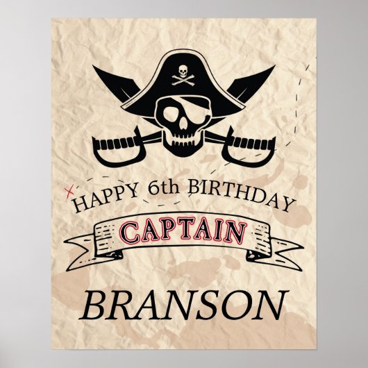  pirate Treasure Map Happy Birthday Poster (Voorkant)