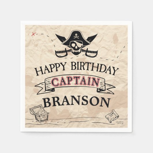  pirate Treasure Map Happy Birthday Servet (Voorkant)