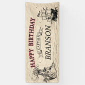 pirate Treasure Map Happy Birthday Spandoek (Verticaal)
