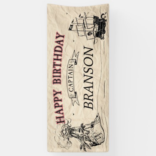  pirate Treasure Map Happy Birthday Spandoek (Verticaal)
