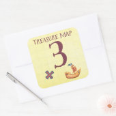 Pirate Treasure Map Leeftijd 3 Vierkante Sticker (Envelop)