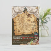 Pirate Treasure Map onder Zee Birthday Party Kaart (Staand voorkant)