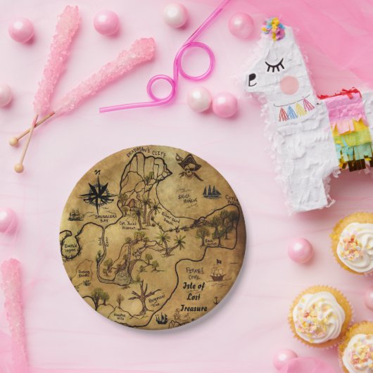 Pirate Treasure Map Papieren Bordje (Feest)