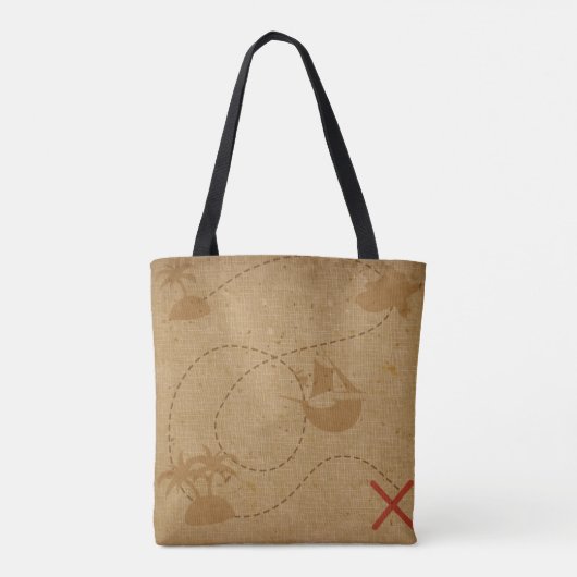 Pirate Treasure Map  Rustic Caribbean Tote Bag (Achterkant)