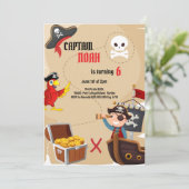 Pirate Treasure Map Verjaardagsfeest Uitnodiging (Staand voorkant)