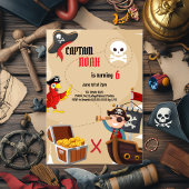 Pirate Treasure Map Verjaardagsfeest Uitnodiging