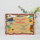 Pirate Treasure Map Verjaardagsfeest Uitnodigingen (Staand voorkant)