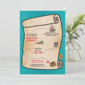 Pirate Treasure Map Verjaardagsschip Uitnodiging (Staand voorkant)