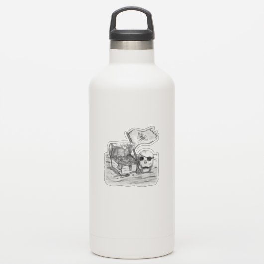 Pirate Treasure Scene Sketch Sticker (Waterfles)