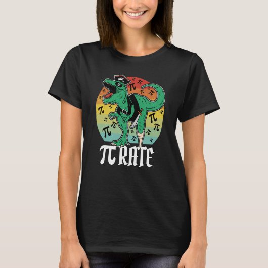 Pirate Trex Dinosaur Math Pi rate Pi Day Teacher 3 T-shirt (Voorkant)