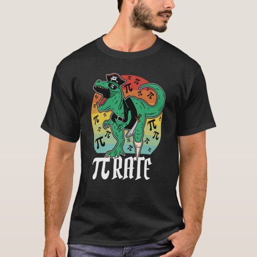 Pirate Trex Dinosaur Math Pi rate Pi Day Teacher 3 T-shirt (Voorkant)