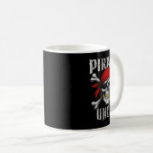 Pirate Uncle Jolly Roger Vlag en schedelbotten Koffiemok (Voorkant rechts)