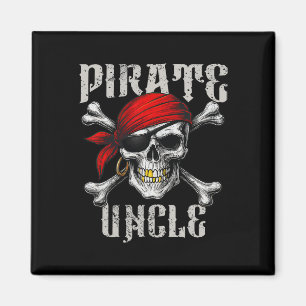Pirate Uncle Jolly Roger Vlag en schedelbotten Magneet
