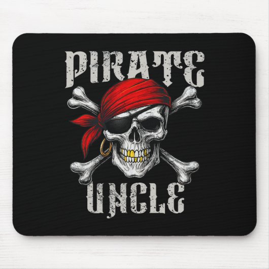 Pirate Uncle Jolly Roger Vlag en schedelbotten Muismat (Voorkant)
