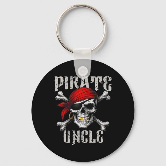 Pirate Uncle Jolly Roger Vlag en schedelbotten Sleutelhanger (Voorkant)
