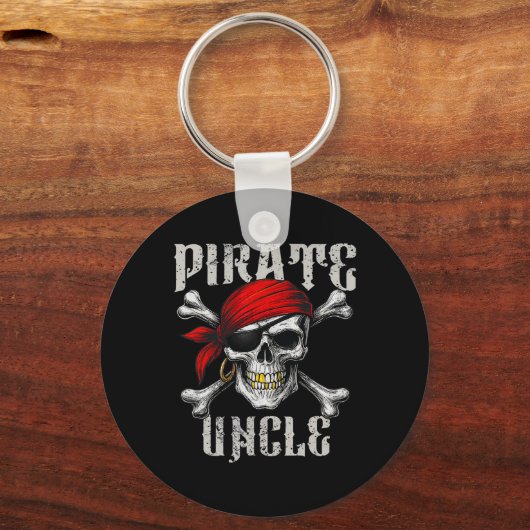 Pirate Uncle Jolly Roger Vlag en schedelbotten Sleutelhanger (Voorkant)